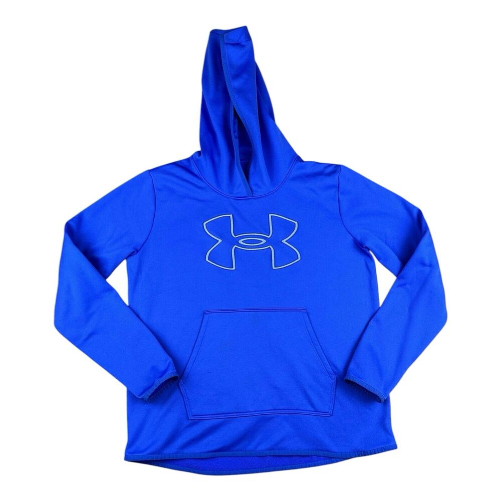 UNDER ARMOUR Women's Big Logo Hoodie Size Medium Purple Blue Fleece Lined